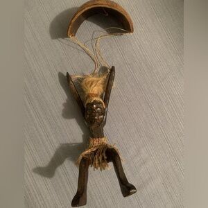 Handmade Wooden Character Parachuting Africa. Gift. Decoration. Vintage.